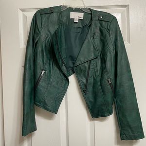 Bar III faux leather crop jacket